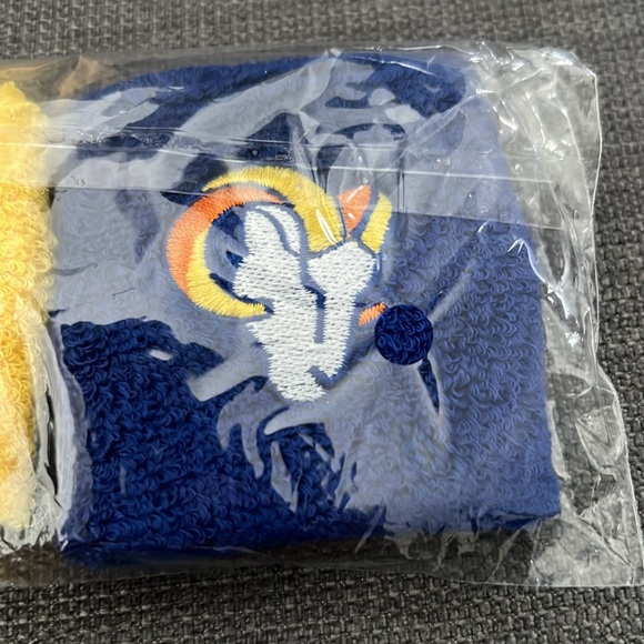 LOS ANGELES RAMS Embroidered Terry Cloth Style Wrist Sweat Bands. Yellow & Blue - Picture 4 of 6